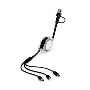 Cabo Retrátil 3 em 1 com Adaptador